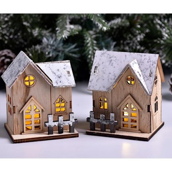 C hovedmodel Lystede træ julelandsbyhuse i træ Chris