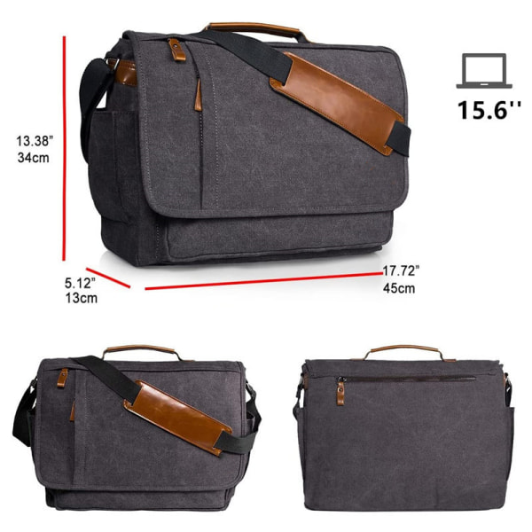 17-17.3 inch Laptop Messenger Bag Men & Women Water Resistant Com