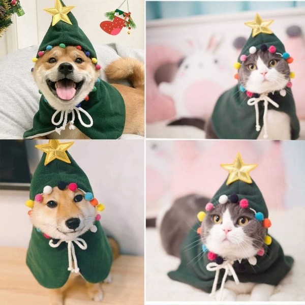 (L) Jouluasu Puppy Xmas Viitta Kissa Elf Asu Kissa Joulupukki C