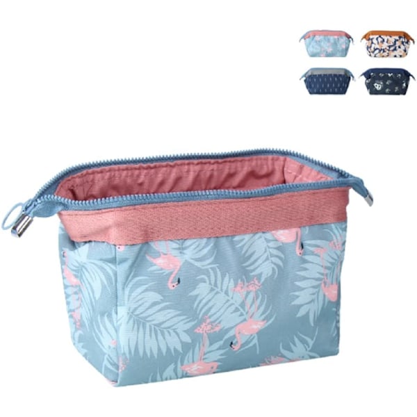 Liten hopfällbar kompakt necessär, sminkväska, japansk stil blommig kosmetikapåse (rosa)
