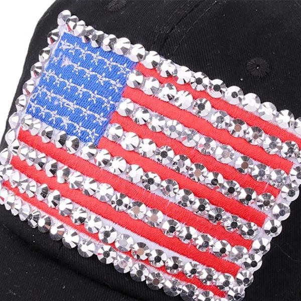 USA Bling Baseball-lippis, kimalteleva Amerikan lippu -hattu miehille ja naisille