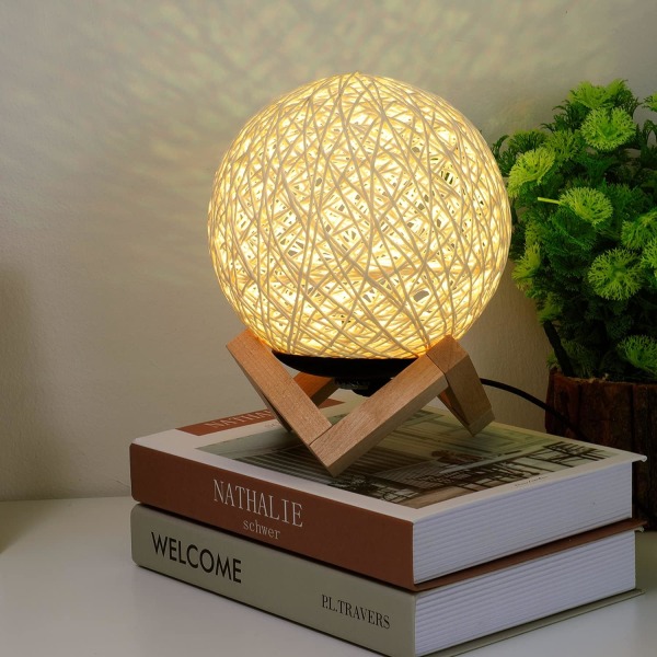 1 lampe til soveværelset, HUAQINZM natlys til børn - Rattan kugle M