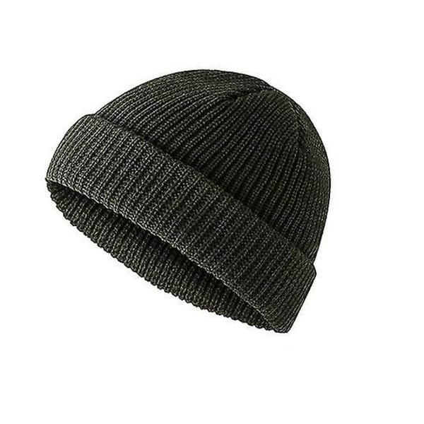 Varm vinterstrikhue Fiskerhue Varm hue Skully Daglig skihue（Grøn）