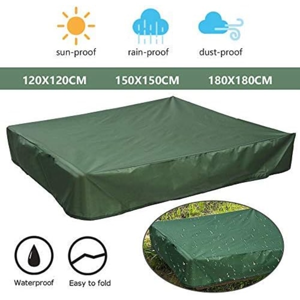Hiekkalaatikon peite 150x150cm Vedenpitävä suoja UV-suoja 70%