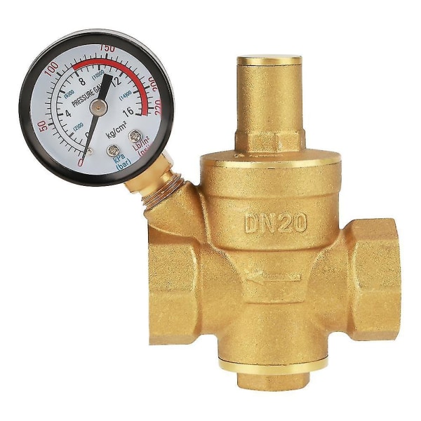 Dn25 Justerbar Vanntrykksreduksjonsregulator, Messing Vanntrykksreduksjonsventil + Manometer Vanntrykksmåler (dn25)