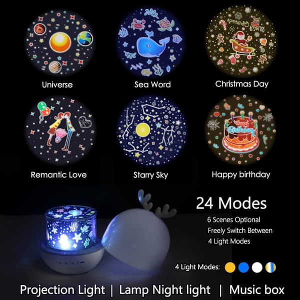 LED Gypsophila Projektorlampe Amazon Stjerneprojektorlampe DIY Musikkprojektor Julebursdagsgave for dagen (fawn)