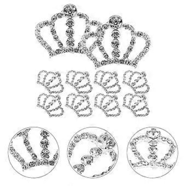 10 st Kronformade Rhinestone-dekorationer för Hantverk Mobiltelefondekoration (Silver)