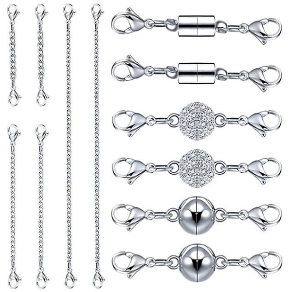 12 delar magnetiska lås och kedjeförlängare set för halsband armband smycken
