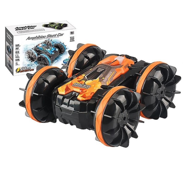 Remote Control Stunt Amphibious Car 2.4g Waterproof Double-sided Traveling Toys Orange