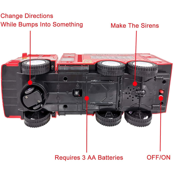 Brannbil leketøy for 3-9 år gamle gutter og jenter 4d Lighted brannbil leker for gutt jente（Brannbil）