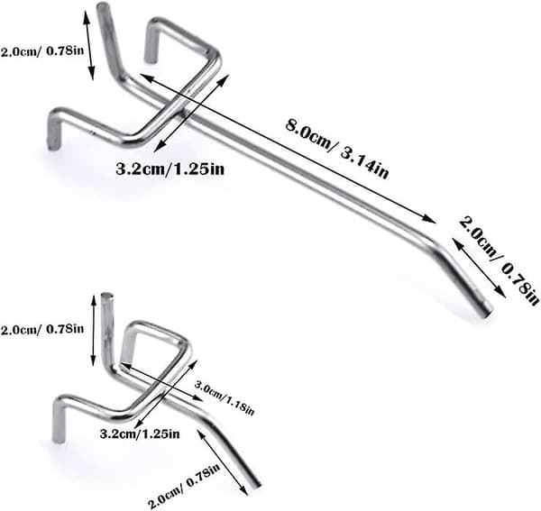 30 stk. perforerede panelkroge metal kroge til perforerede panel tilbehør - 5 cm enkelt krog sæt til garager, redskabsskure, værksteder