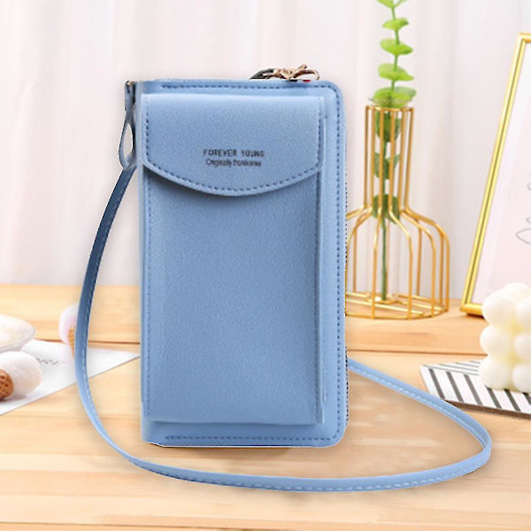 Pu Läder  Blocker Crossbody Mobiltelefon Väska För Kvinnor Plånbok Blå