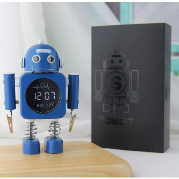 Robot Luminous Alarm Clock Metal Digital Display Silent Smart Stu