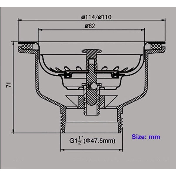 Vaskesluk uden overløb rustfrit stål kurv ? 110 mm 1?\"