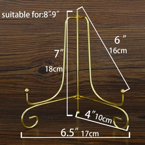 Set med 2 Gyllene Metallställ för Tallrikar Dekorativa Visningsställ