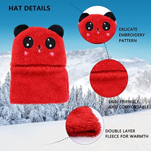 Bonnet til Børn, Drenge og Piger, Sød Vinterhue med Bjørneører, Unisex (Rød) Red