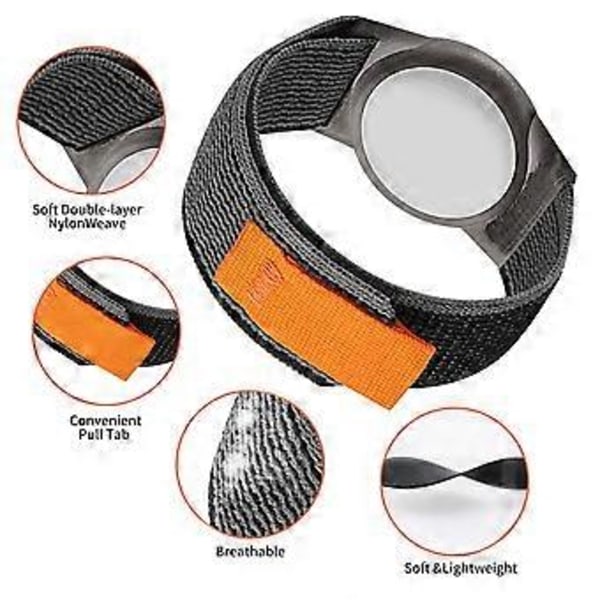 Nylonpunottu ranneke TPU-kotelolla ja näytönsuojalla Apple AirTag Tracker -rannekkeelle Loop Fastener/Red+Grey