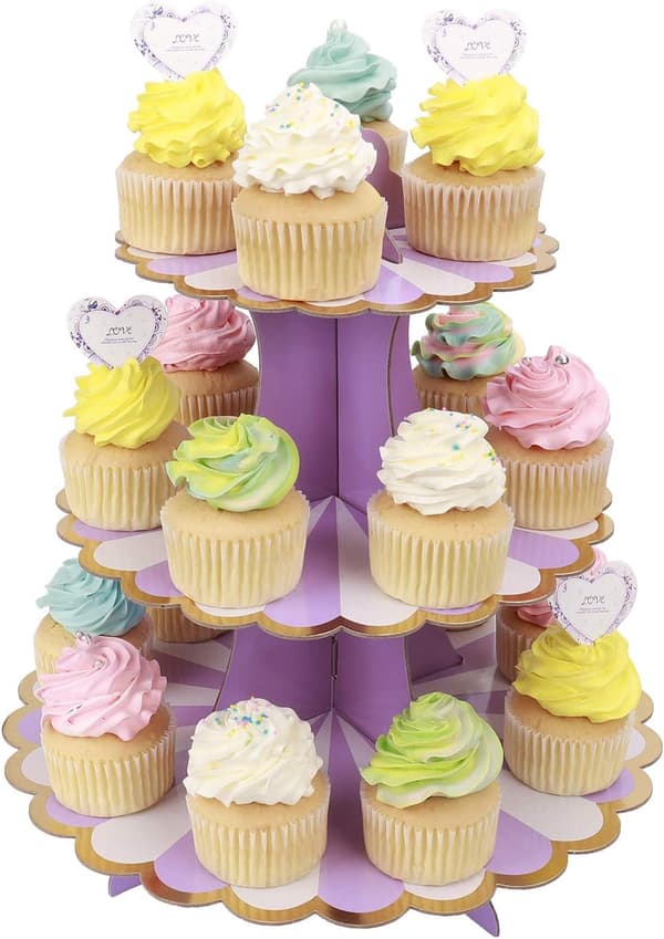 3-etagers papkagekageholder til cupcakes til babyshower til børn