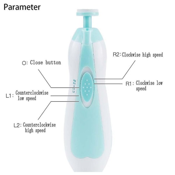 6 in 1 sähköinen kynsiviilapora vauvalle, ei teräviä kynsiä, turvallinen leikkuri, sininen