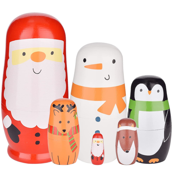 5 st Nesting Dolls Handgjorda Ryska Trä Matryoshka Dockor Söta Seriefigur Mönster Nesting Dockor Leksak Stapeldockor Set