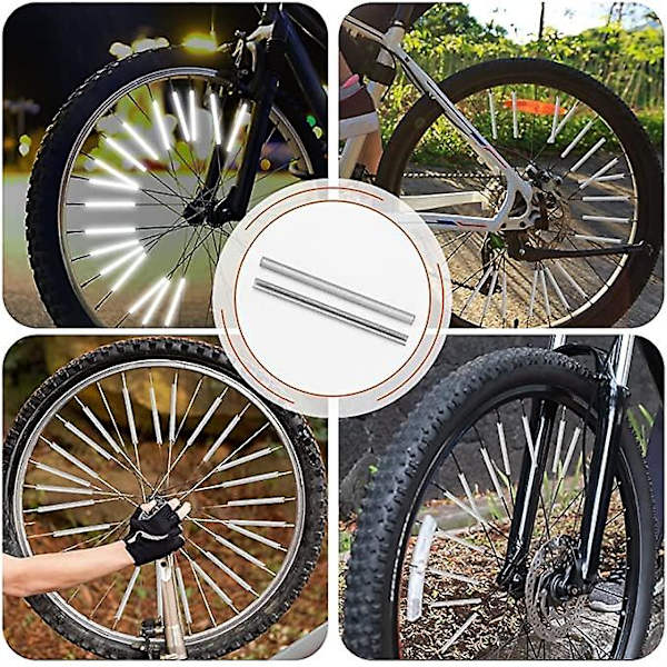 Cykelreflekser, 24 stk. cykelhjul eger reflekser, cykel reflekterende advarselsegerlys dækker til cykel（Sølv）