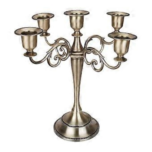 Lysestake for Søylelys Kandelaber Lysestake 5 Lys Sink Legering 5 Armer Lysestake for Borddekorasjon Eventmiddag (bronse) bronze