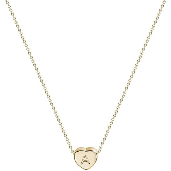 Tiny Gold Initial Heart Necklace-14K guldfylld handgjorda läcker