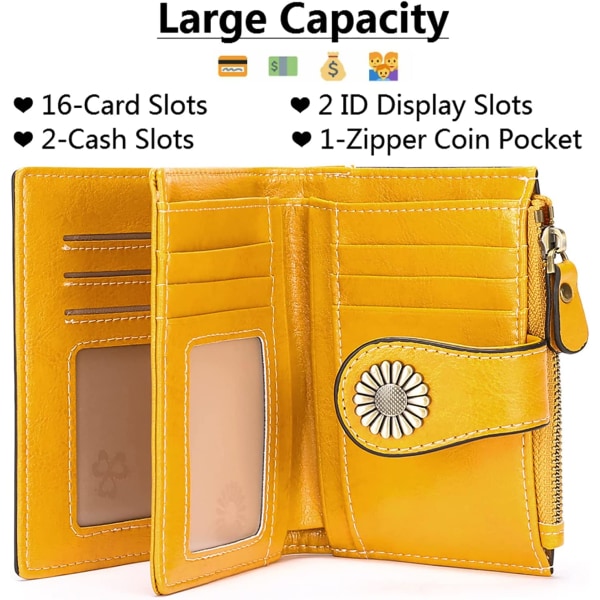 Damplånbok lädermyntväska för kvinnor Kort korthållare för kvinnor Dragkedja plånbok med 16 kortplatser Anti RFID-plånböcker