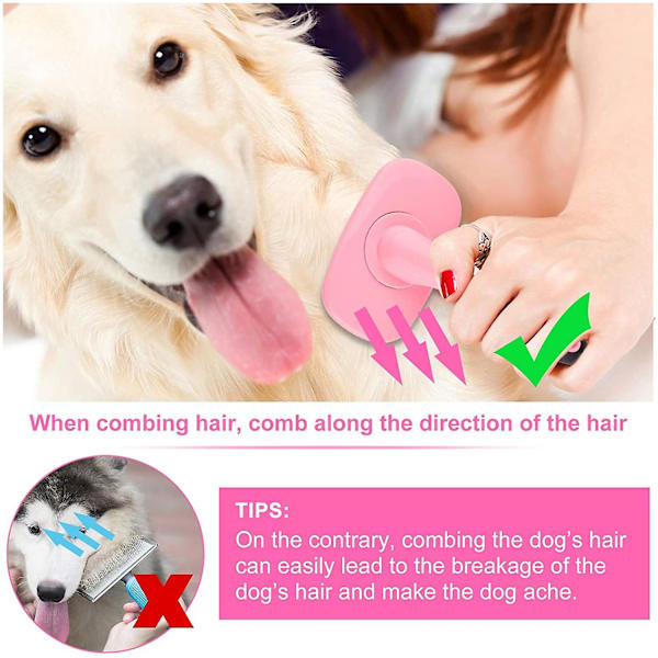 Selvrensende Slicker Børste Til Hunde Katte Den Ultimative Hundebørste Til Pels, Kam Til Pleje Af Langhårede Korthårede（Pink）
