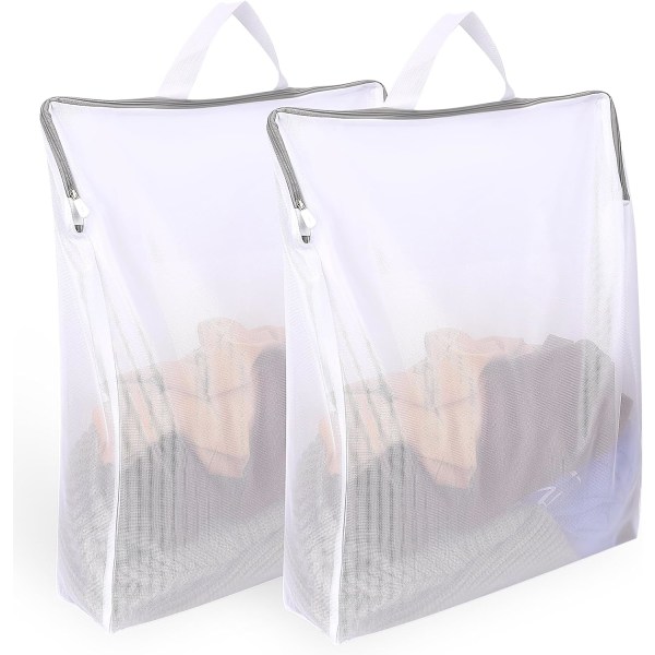 2 pakke vaskepose, netting vaskeposer 40x50cm store vaskeposer med