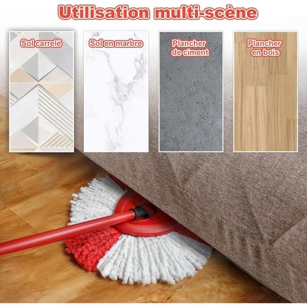 Sett med 4 moppehoder, 2-i-1 mikrofibermopp, moppehode