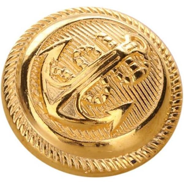 Sæt med 12 Polerede Guld Anker Knapper med 21mm Vintage Stil Shan