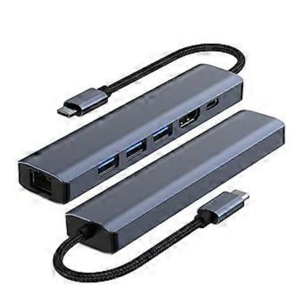 Projektionsfunktion HDMI-kompatibel 4K 100W PD Hub 6-i-1 USB 3.0 Adapter RJ45 USB-C