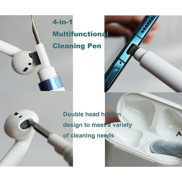 4-i-1 rengöringsborste för hörlurar och case Vit