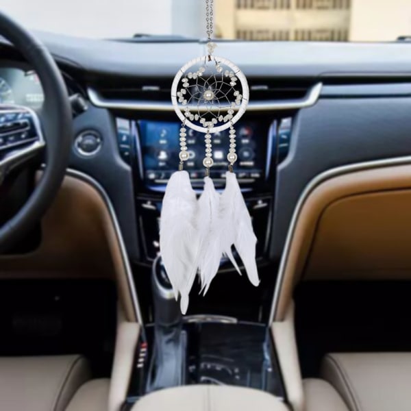 (Stil E-White) Feather Dream Catcher Bilinteriør Rearview Penda