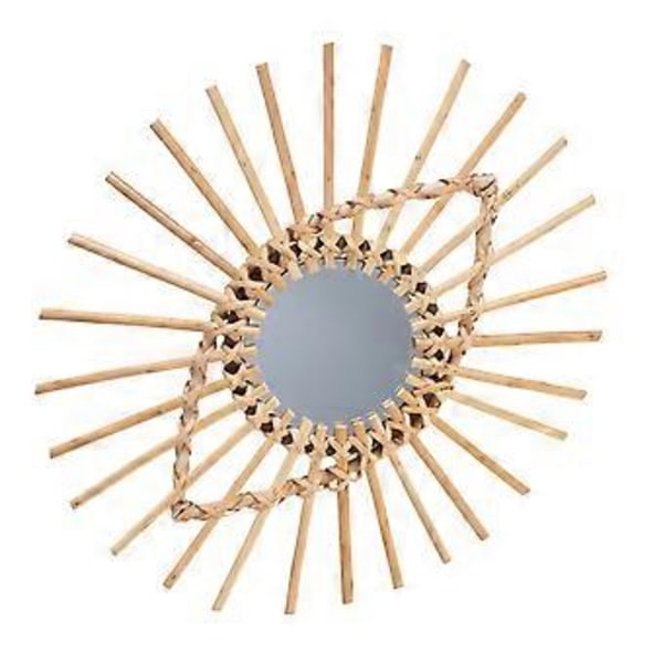 Rattan Flettet Speil Form Anheng Veggdekorasjon Nordisk Stil Speil Veggdekor