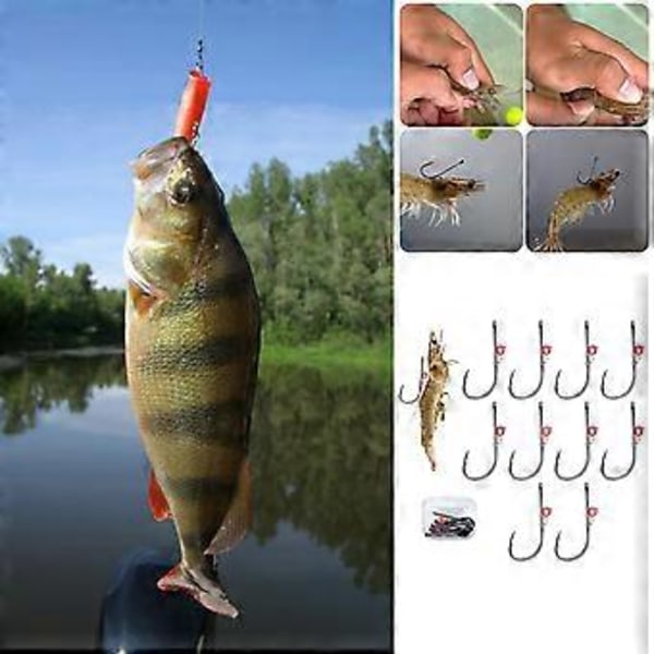 Fiskekrok med beteshållare, hullingförsedd fiskekrok med hål, fiskekrok för saltvattenfiske, levande räkfästkrok S S