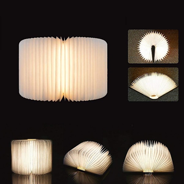 Træbogslampe, Mini Bog Foldbar Genopladelig Usb Lys Genopladelige Lithiumbatterier 1000mah Led Skrivebordslampe