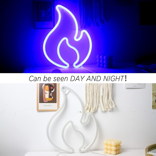 Flammor Neonljus för väggmontering Blå Neon LED-skylt Lyser Upp