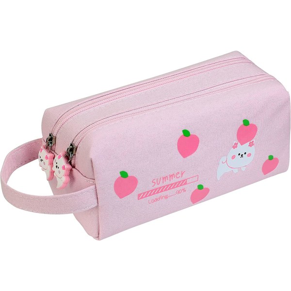 Cute Fox Pencil Pouch, Kawaii Large Capacity Green Pencil Case, Stationery Organizer Bag, High School College Pen Case, Office Supply Case Organizer