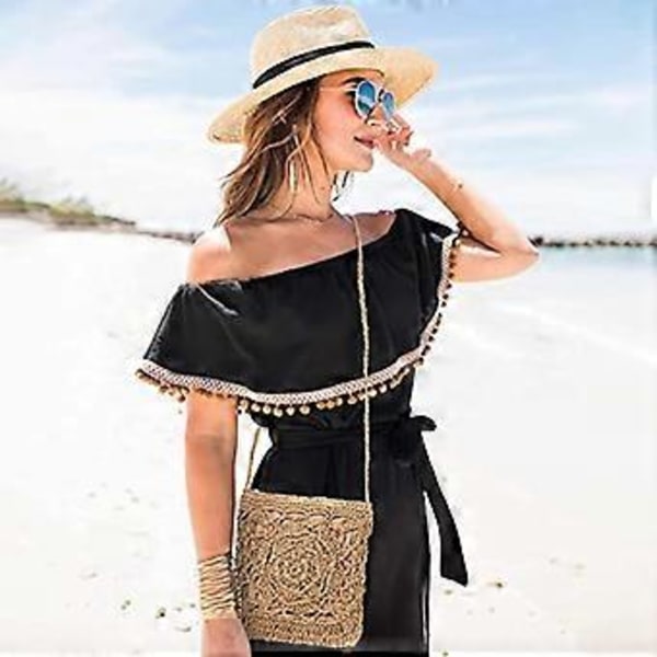 Stråväskor Crossbody, Dam Vävd Axelväska Sommar Strand Korgplånböcker