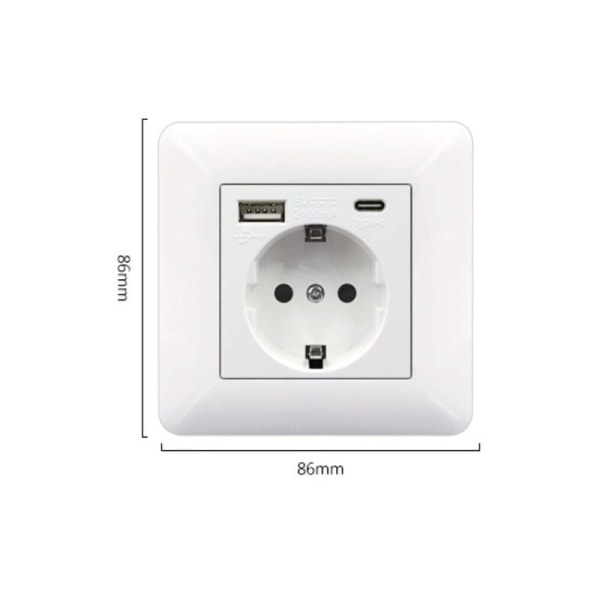 Ranskalainen pistorasiapaneeli Type-c+USB16A Type 86, pistorasioiden määrä: 2 h