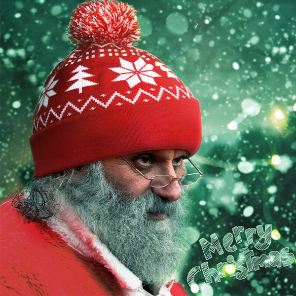 Varm julhatt - Röd och Grön, Vuxen Snowflake Wool Hat, Kni