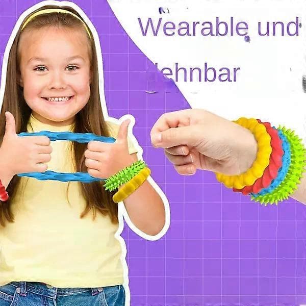 Sensoriska Stretcharmband | Fidgetleksaker för småbarn och barn - Gummiband, 4-pack