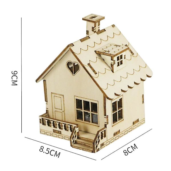Diy Musikbox 3d Träpussel Modell Handvev Graverad Musiklåda Hjärngympa Pedagogisk Stem Bygg Diy（Litet Hus）