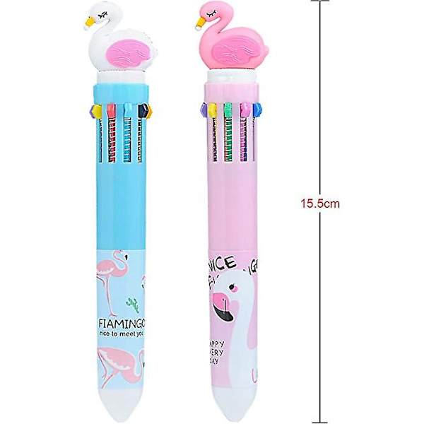Cartoon Flamingo Kulspetspennor, 0,5 mm 10 Färger Bullet Head Kulspetspennor För Skola Kontor Stationery, 3 st