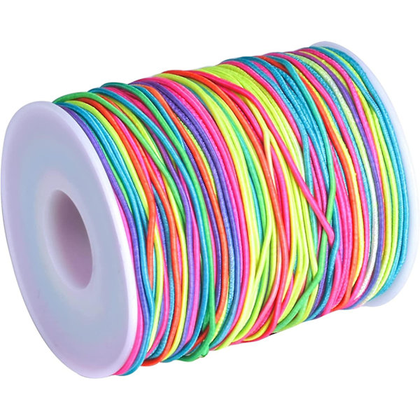 1,2 mm 85 m färgglad elastisk sladd, pärlsladd, regnbågsfärgad stretchsladd, elastisk tråd, smyckestillverkningssladd, stretchtrådrep, rund elastisk