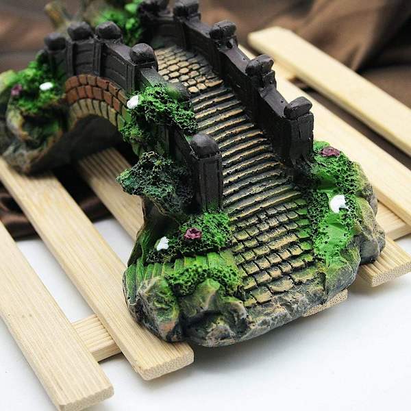 1 stk Akvarium Magic Resin Dekoration Farverig Bro Pavillon Træ