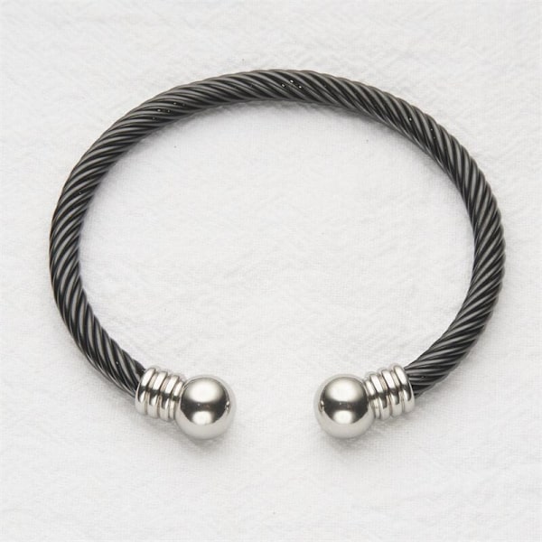 Justerbar rustfrit stål snoet kabel manchet armbånd til