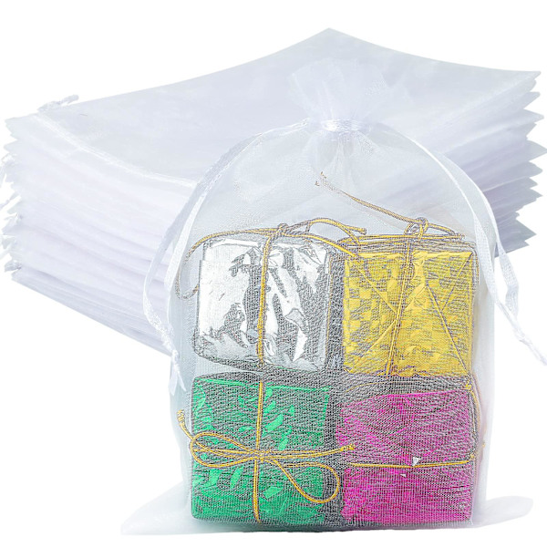 Multifarvede Organza Bryllupsgaveposer 100 Stk Gave Smykkeposer 10 Cm * 15 Cm Perfekt Til Bryllup, Jul, Fødselsdag, Jubilæum - Tilfældig Farve